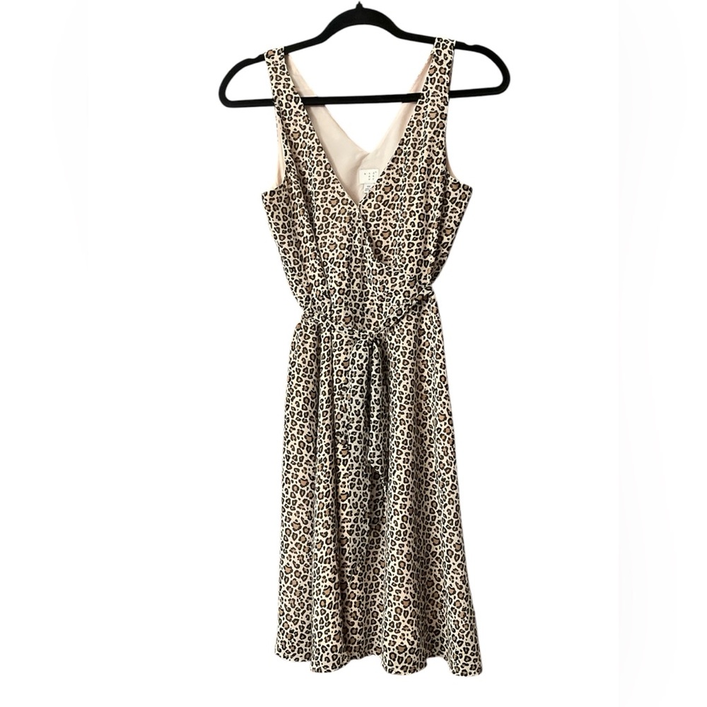 A New Day Womens Belted Dress  leopard V-Neck nwot